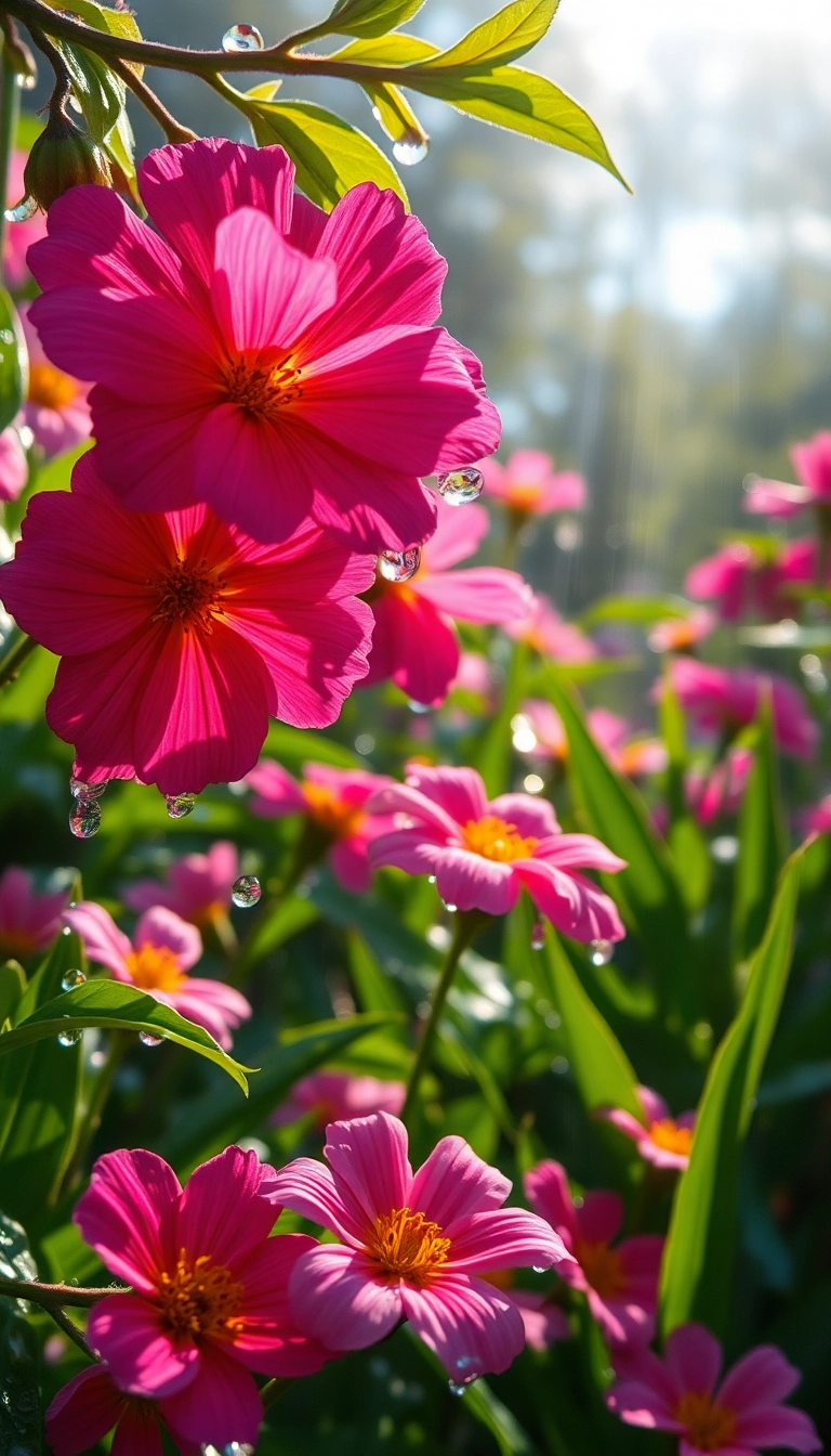 iPhone AI Spring Rain Garden Luxurious Background Copyright-Free Stock Photo